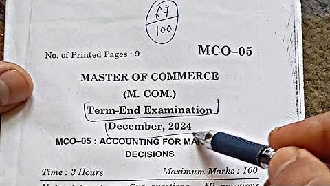 MCO 05 Question Paper Mcom IGNOU December 2024 || Accounting For Managerial Decisions
