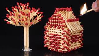 How To Make Matchstick House Without Glue | Match House Fire