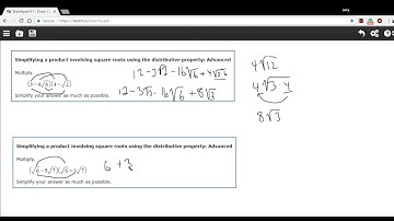 Simplifying a product involving square roots using the distributive property