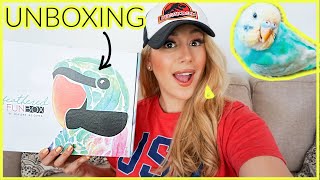 Feathered Fun Box  August Unboxing with BABY BUDGIE