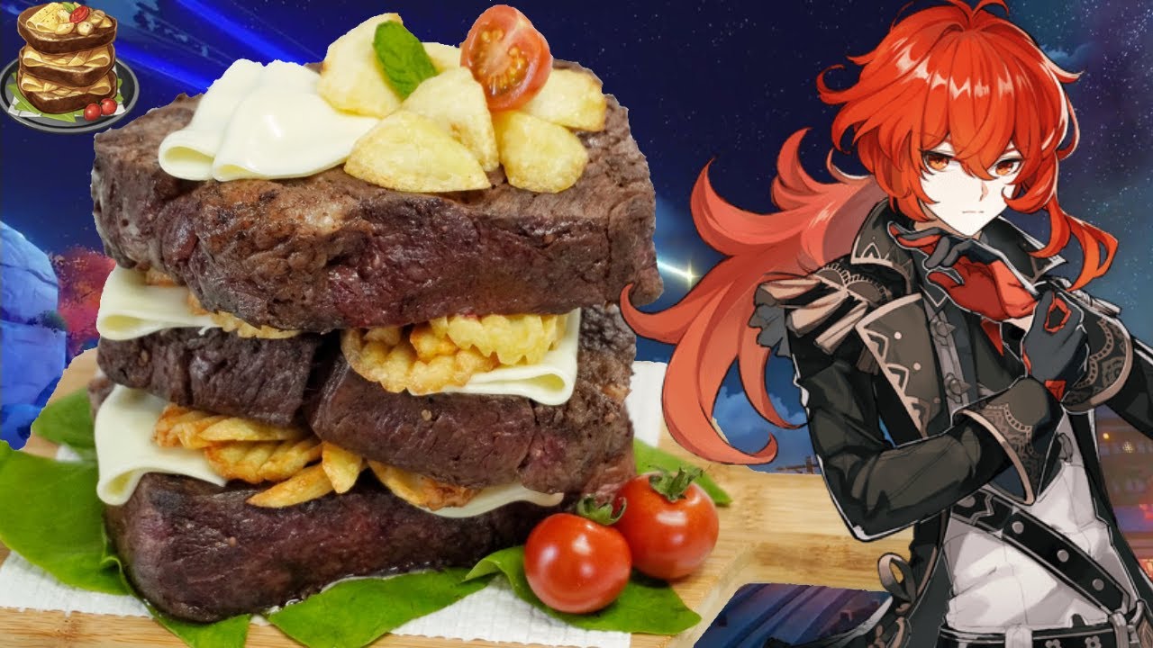 【原神飯】ディルック旦那のオリジナル料理「モンドの過去」再現【Genshin Diluc special dish】 - YouTube