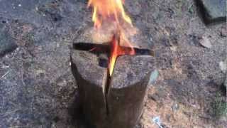 Finnish Log Stove made with Power tools - Chainsaw, 2 stroke oil & Blow Torch