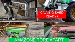 CALVING SHED READY - AMAZONE SPREADER TORE APART