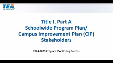 Program Monitoring Validations Requirement: Title I, Part A - Schoolwide Program Plan Stakeholders