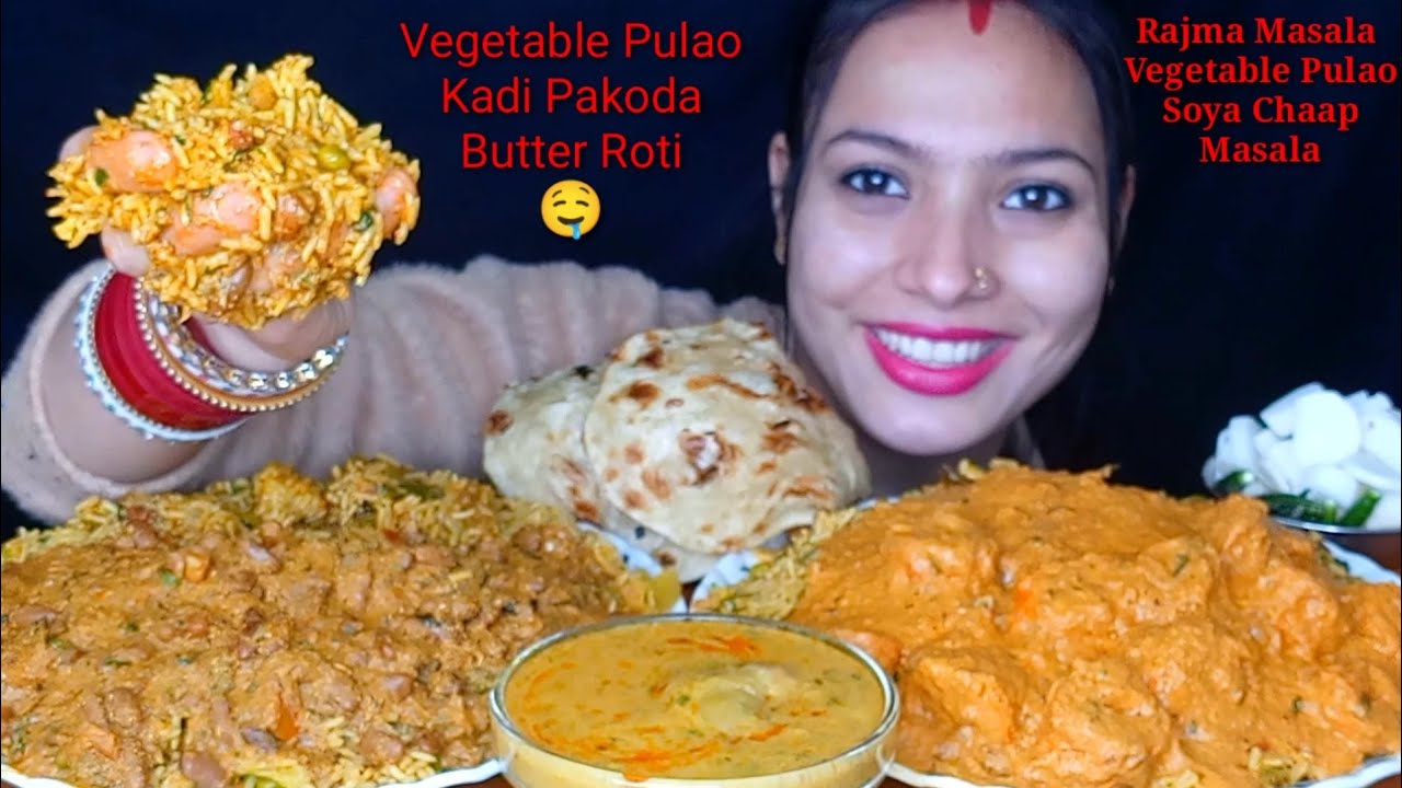 Veg Roti Rajmah Eating 🍛Rajma Masala, Vegetable Pulao, Soya Chaap Masala, Vegetable ...