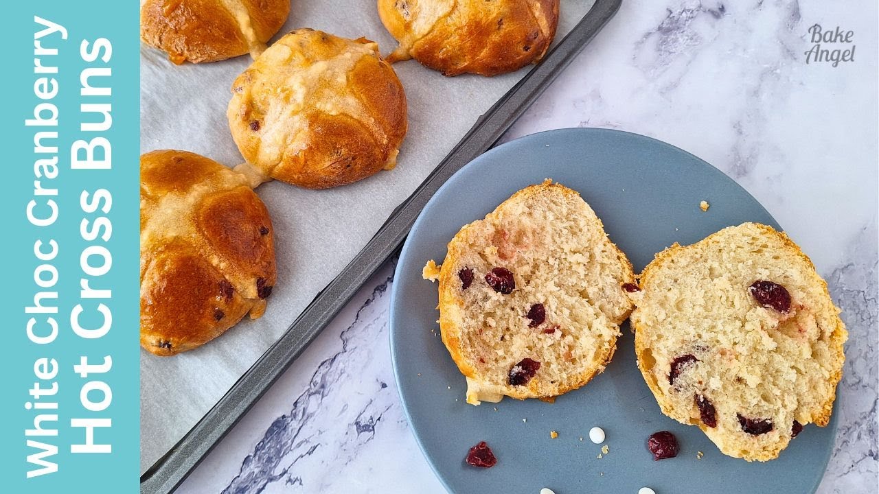 How to make vegan White Chocolate Cranberry Hot Cross Buns - YouTube