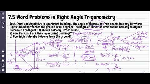 MPM2D 7.5 - Word Problems for Right Angle Trigonometry