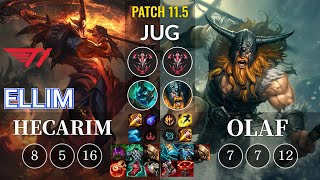 T1 Ellim Hecarim vs Olaf Jungle - KR Patch 11.5