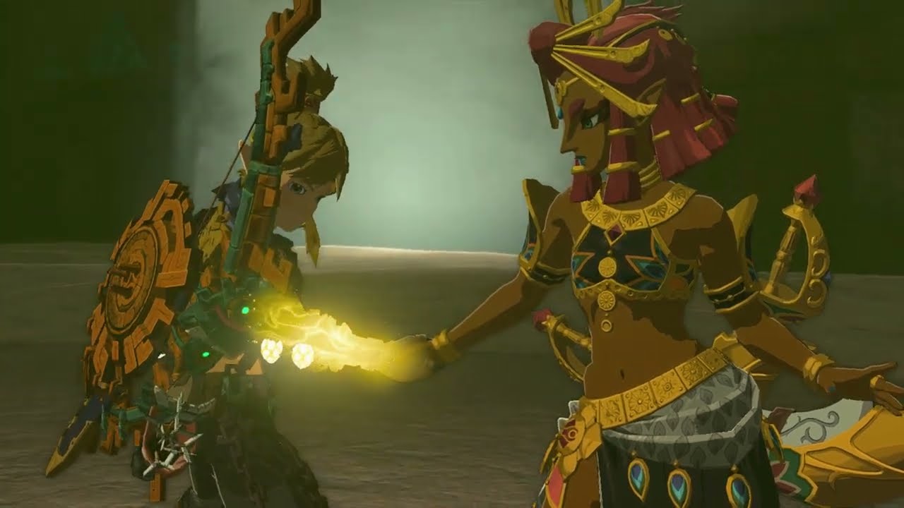 The Legend of Zelda: Tears of the Kingdom - Lightning Temple: Riju Meets Ancestor Takes Secret Stone - YouTube