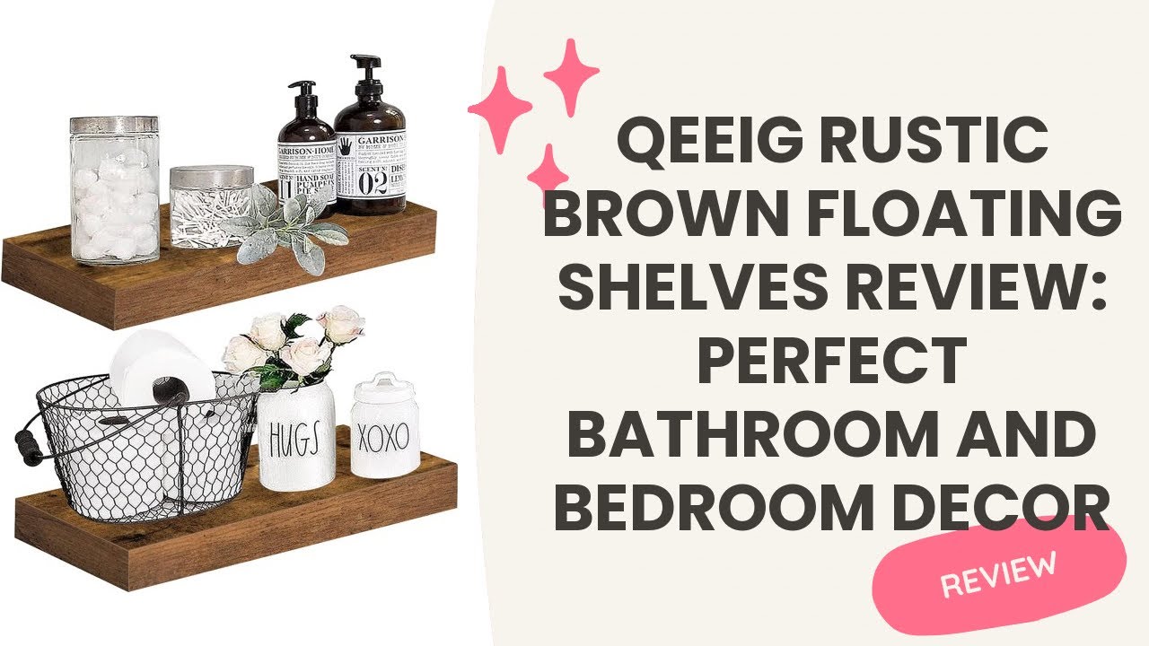 QEEIG Floating Shelves Bathroom Decor- Wall Mounted Shelf Bedroom Farmhouse Small 16 inch Set of 2, Rustic Brown (008-40BN)