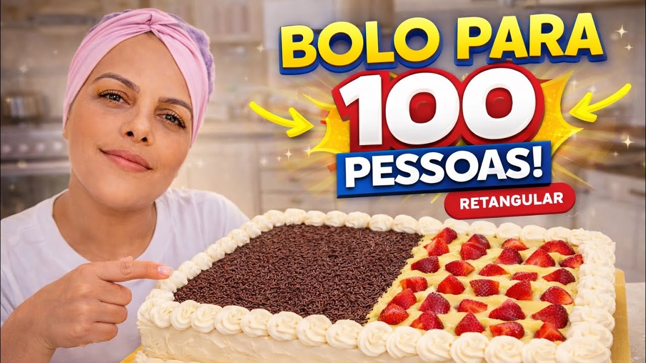 Bolo retangular para 100 pessoas (vídeo atualizado )