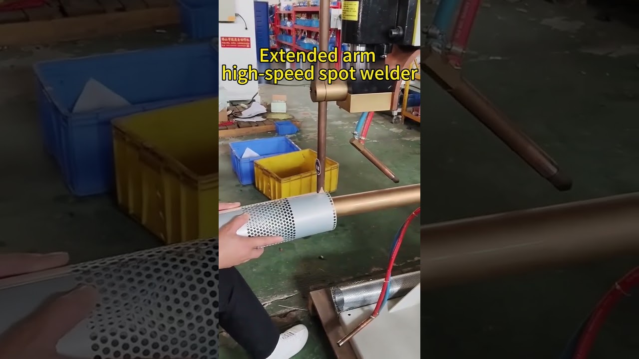 Extended arm high-speed spot welder 