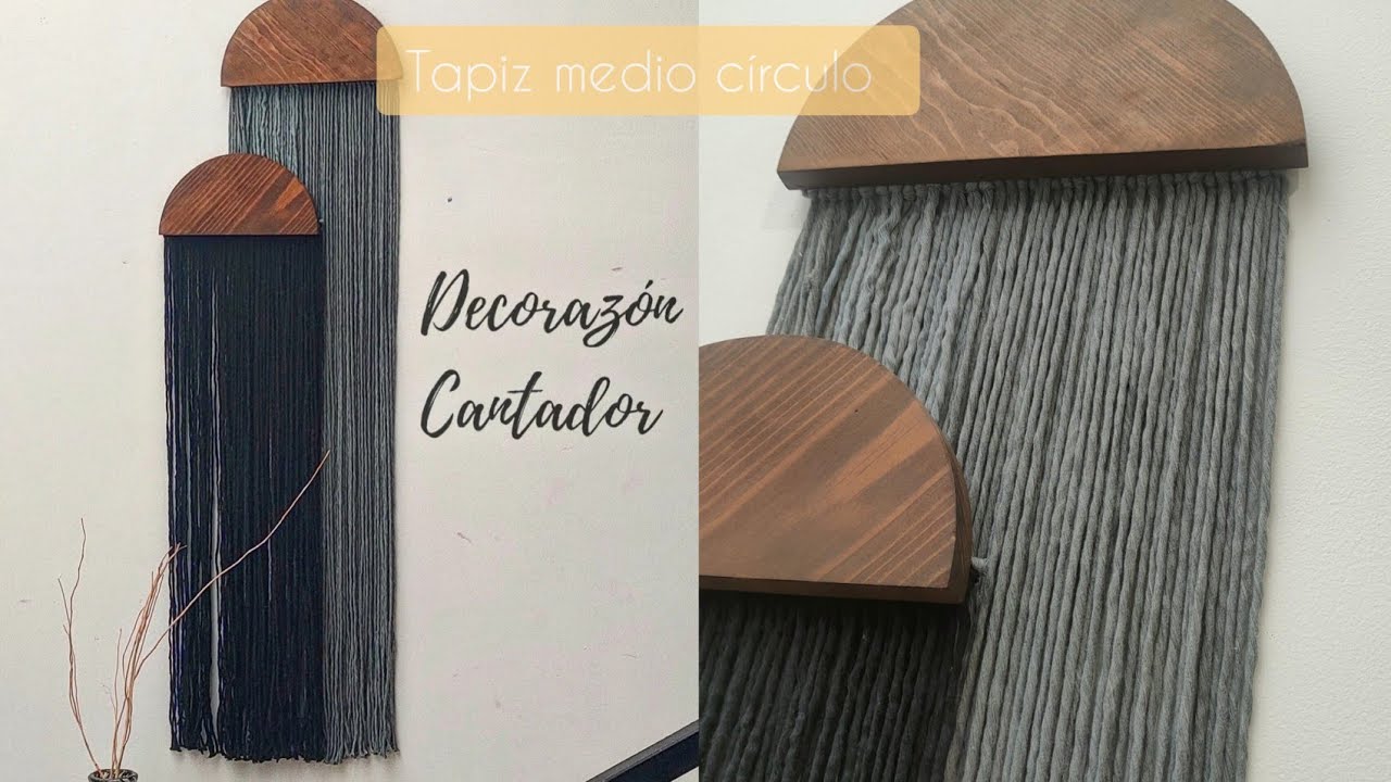 Tapiz macramé medio círculo madera muy fácil y rápido de hacer DIY