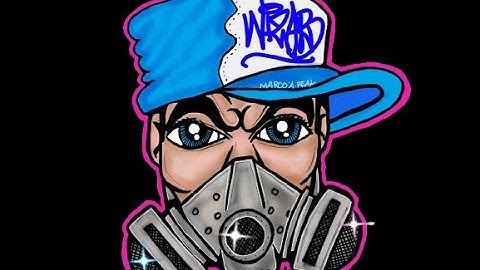 Drawing a Gas mask Character with SprayCans by WIZARD - sketch it first with pencil