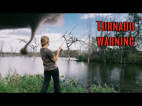Fishing FALLEN TIMBER For Bass During TORNADO WARNING!! (SCARY)