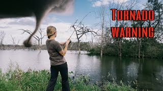 Fishing FALLEN TIMBER For Bass During TORNADO WARNING!! (SCARY)