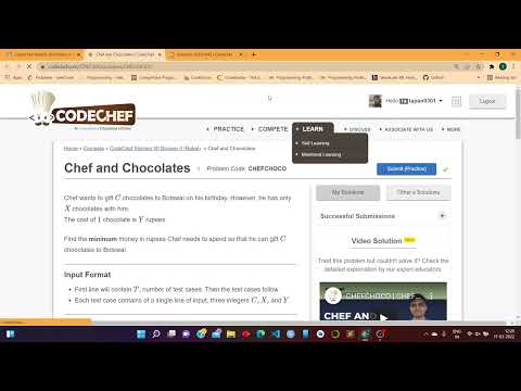 Codechef Solution Chef and Chocolates Problem Code: CHEFCHOCO