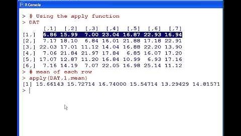 R Tutorial : Using the apply function
