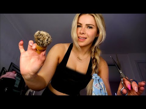 ASMR GIRL NEXT DOOR GENTLY SHAVES YOU... IN YOUR BED