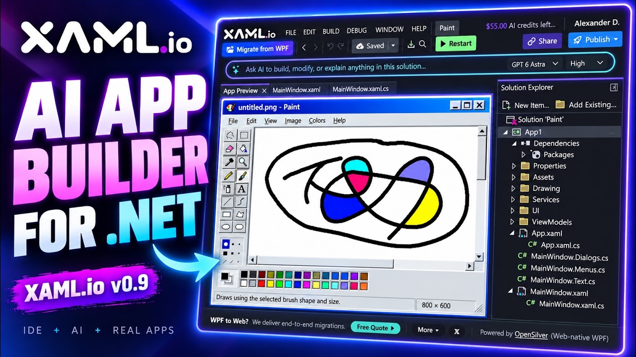 XAML.io v0.9: AI App Builder for .NET | 60-Second Demo