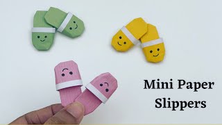 DIY MINI PAPER SLIPPERS / Paper Crafts For School / Paper Craft /kids craft ideas / Origami Slippers Resimi