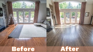 Renovation project.Driftwood/Antique Brown, Bona Traffic HD Satin on red oak hardwood floor. #update Update