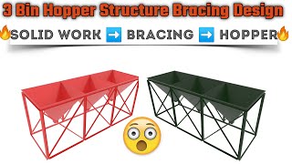 Hopper - 3 Bin Hopper With Structural Bracing Design In Solidworks #solidowrks #hopper #bracing