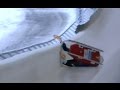 Raychel Michele Germaine (USA) crash in Sigulda Viessmann Luge World Cup. 14.1.2017