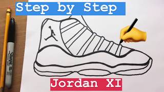 How to Draw the Air Jordan 11 XI - EASY Step by Step TUTORIAL / how to draw shoes #jordan