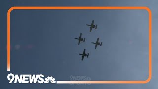 Military plane flyover kicks off Air Force vs. Army football game at Empower Field in Denver