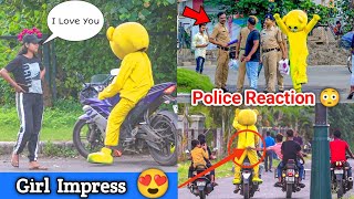 Human Teddy Bear Impressed Cute Girl 😍| Police Reaction😳 | Crazy Teddy