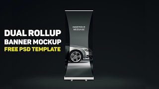 Get this DUAL ROLL UP STAND BANNER MOCKUP for FREE!
