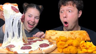 ASMR EXTRA CHEESY PIZZA, DÖNER KEBAB WRAP, NUGGETS, CHICKEN EATING SOUNDS MUKBANG 먹방 Tati ASMR screenshot 5