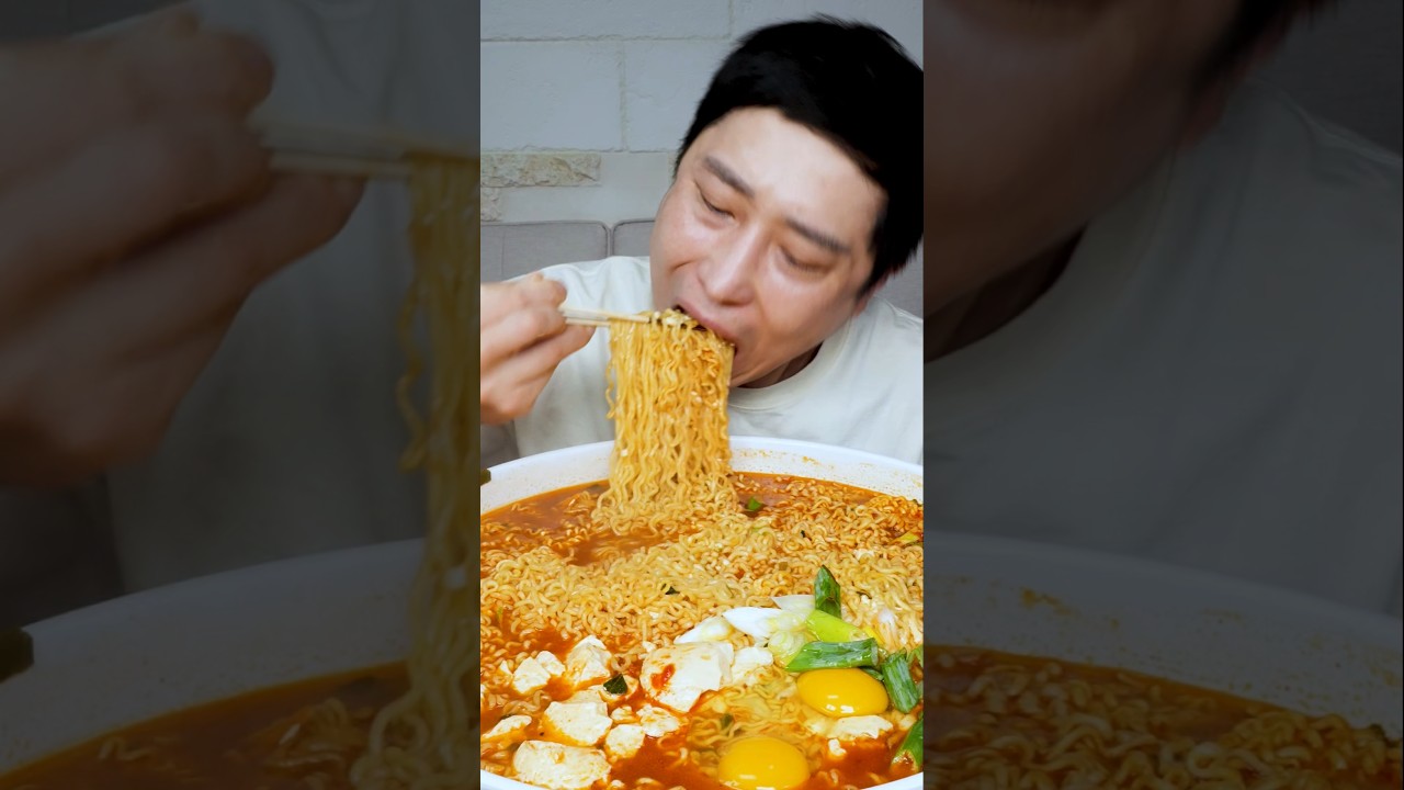 매운 순두부 열라면 8개 매운김치 먹방 면상호