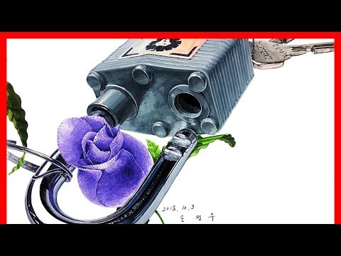 [기초디자인] 1분만에 보는 자물쇠, 조화 수채화 과정 watercolor painting (Flower &Lock)