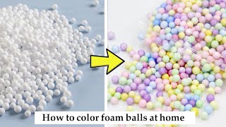 how to color foam balls at home | turn white foam balls colorful | diy ideas