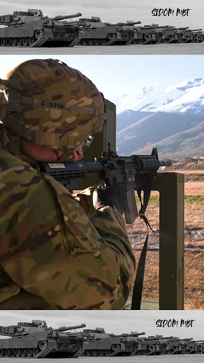 U.S. Army Hero with M4 Carbine Amid Combat Zone