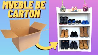 🔥Como Hacer un MUEBLE de CARTON Para ZAPATOS Facil y Rapido 2021 [Organizador de ZAPATOS de CARTÓN]