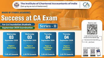 Success at CA. Exam BoS Series II | Foundation Paper 3: Quantitative Aptitude | 04 Sep, 2025