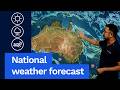 National Weather Forecast: Showers along the east coast, and in south-west WA