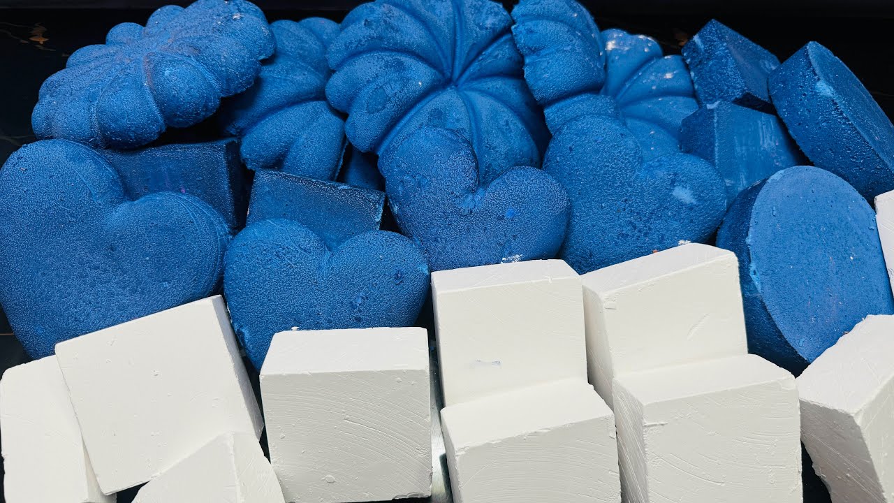 Fresh Plain Gym Chalk ASMR Crush | Blue Reform Satisfying ASMR video 