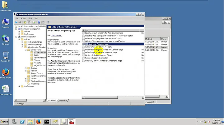 Disable Add Remove Program to User