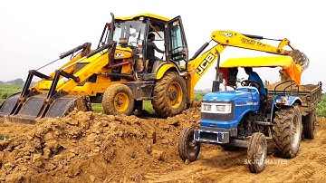 Jcb 3dx Eco Xcellence Machine Loading Mud In Powertrack And Sonalika Tractor | Jcb Dozer | Jcb