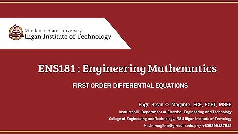 ENS181: Solution by Substitution- Homogeneous Differential Equations