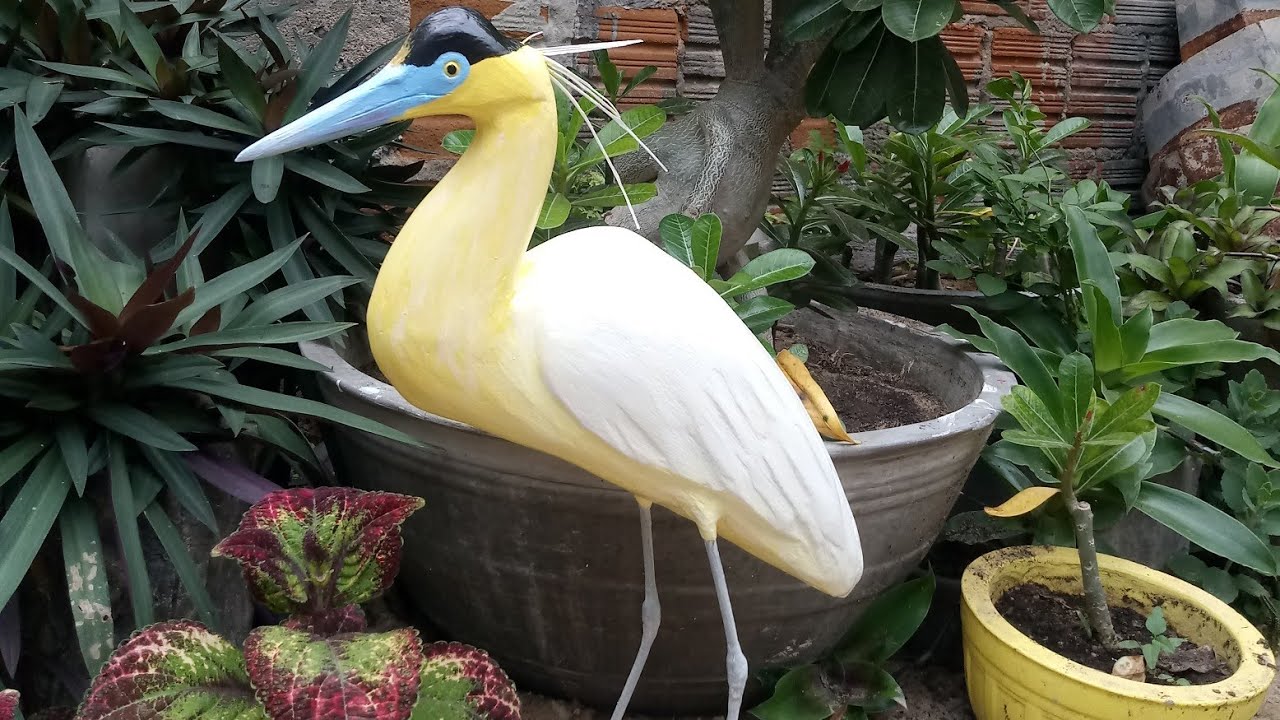 passo a passo como fazer a garça Real de cimento parte III finalizada