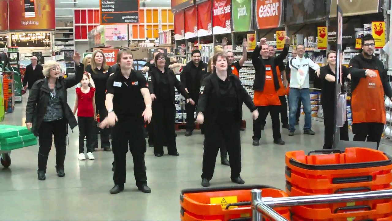 B&Q staff dance peterborough - YouTube