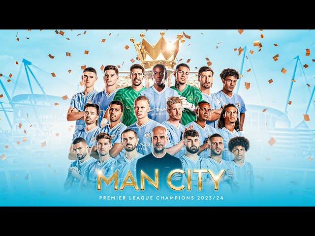 Manchester City • CHAMPIONS! Four in a row! PL Winners 2023/24 class=