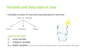 Java Programming.Tutorial no.14.Variable and Data type in Java by Khezer Mustafa in Hindi/ Urdu
