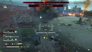 Charger Charges At Mech. Mech Punts Charger Into Fellow Helldiver.