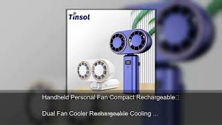Handheld Personal Fan Compact Rechargeable Dual Fan Cooler Rechargeable Cooling Fan with Digita